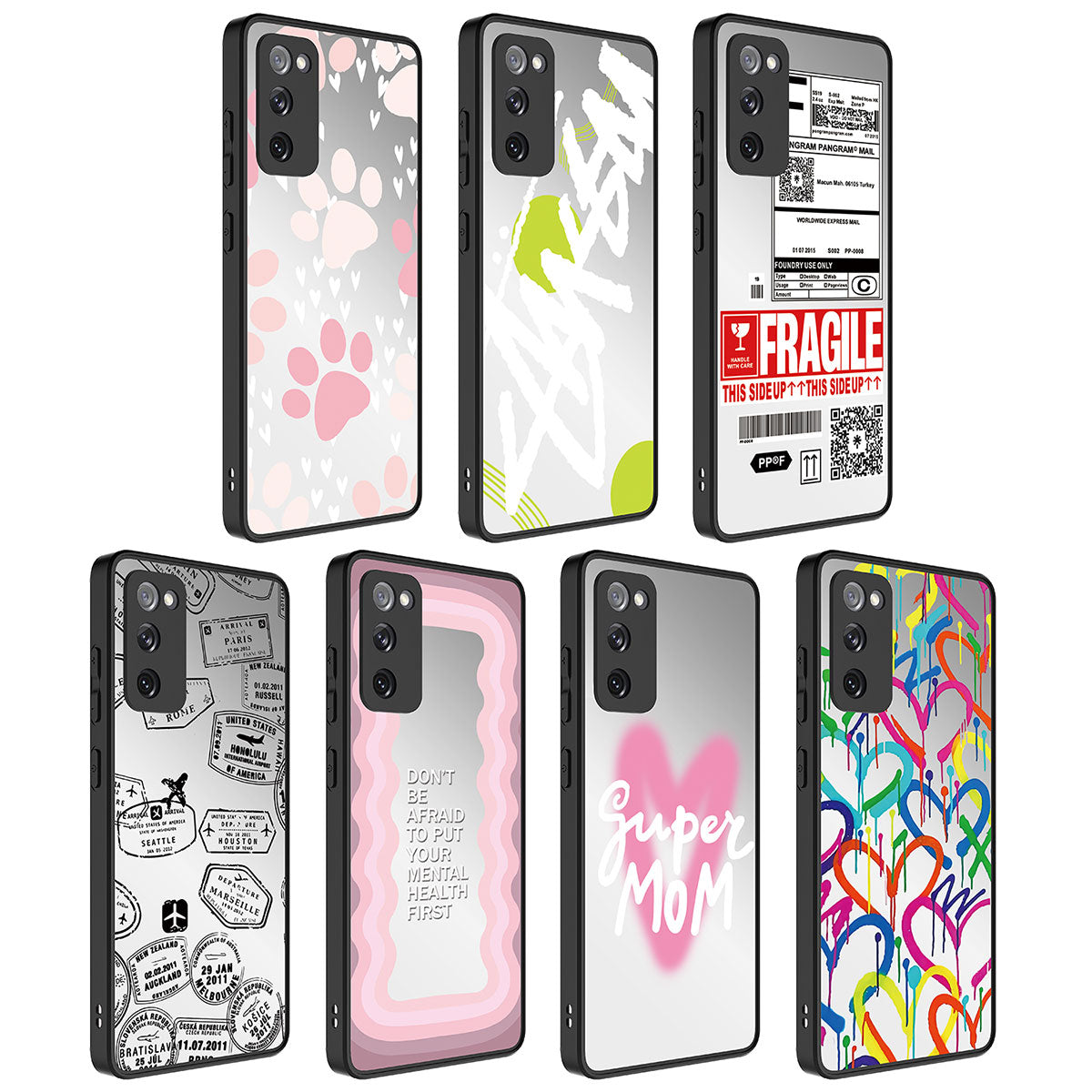Galaxy S20 FE Kılıf Aynalı Desenli Kamera Korumalı Parlak Zore Mirror Kapak Kalp