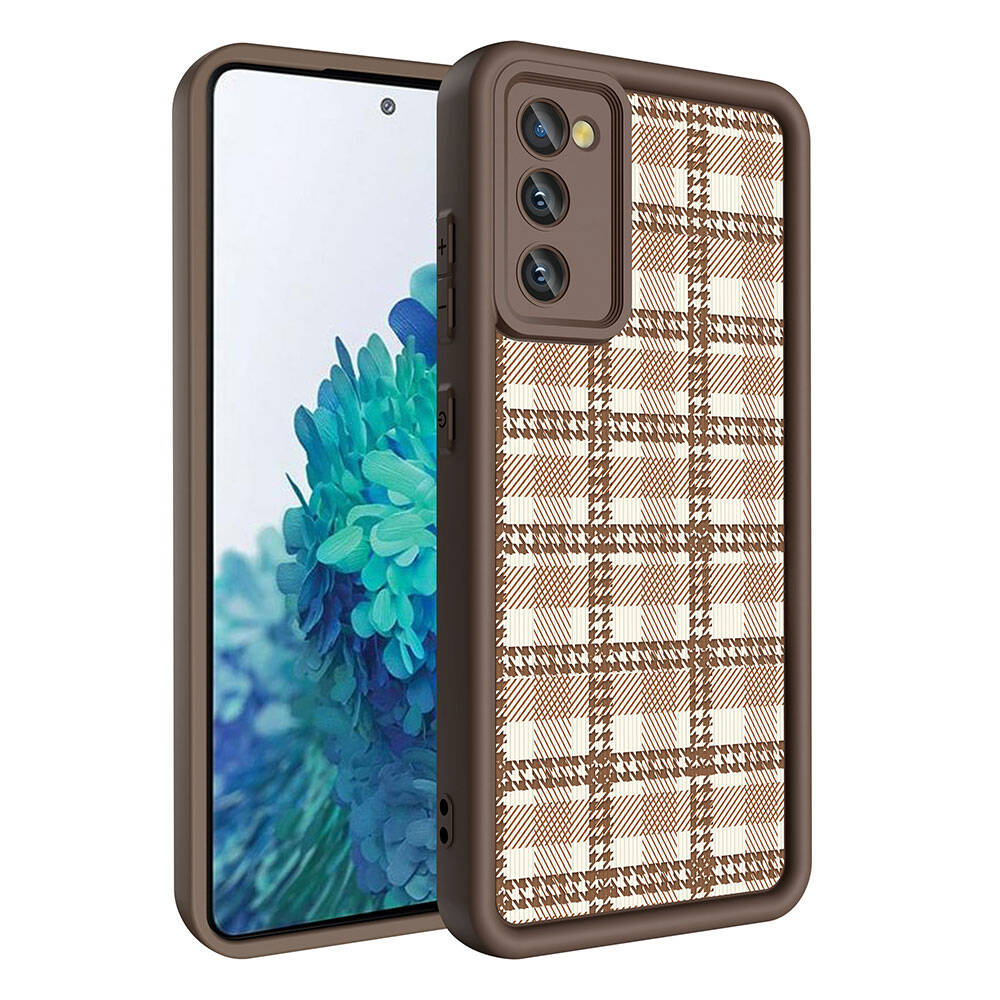 Galaxy S20 FE Kılıf Kamera Korumalı Baskılı Arka Yüzey Zore Klas Kapak Açık Kahve