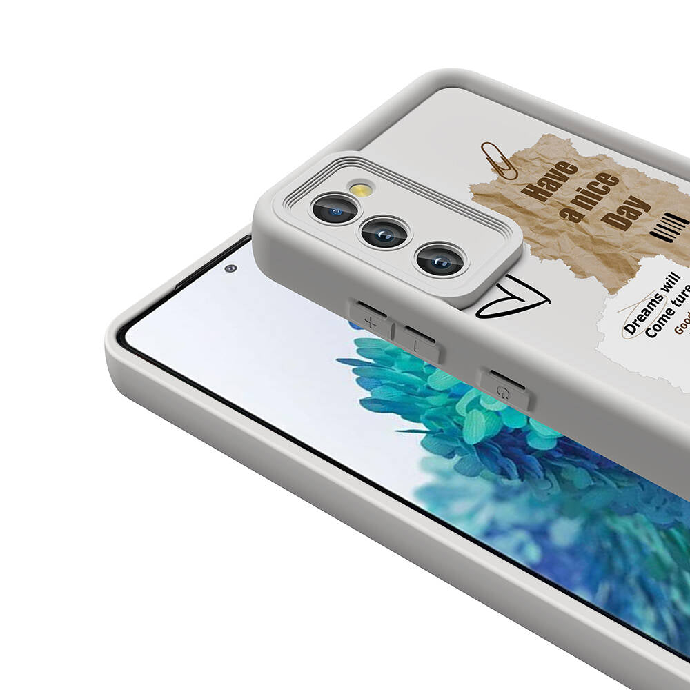 Galaxy S20 FE Kılıf Kamera Korumalı Baskılı Arka Yüzey Zore Klas Kapak Açık Kahve
