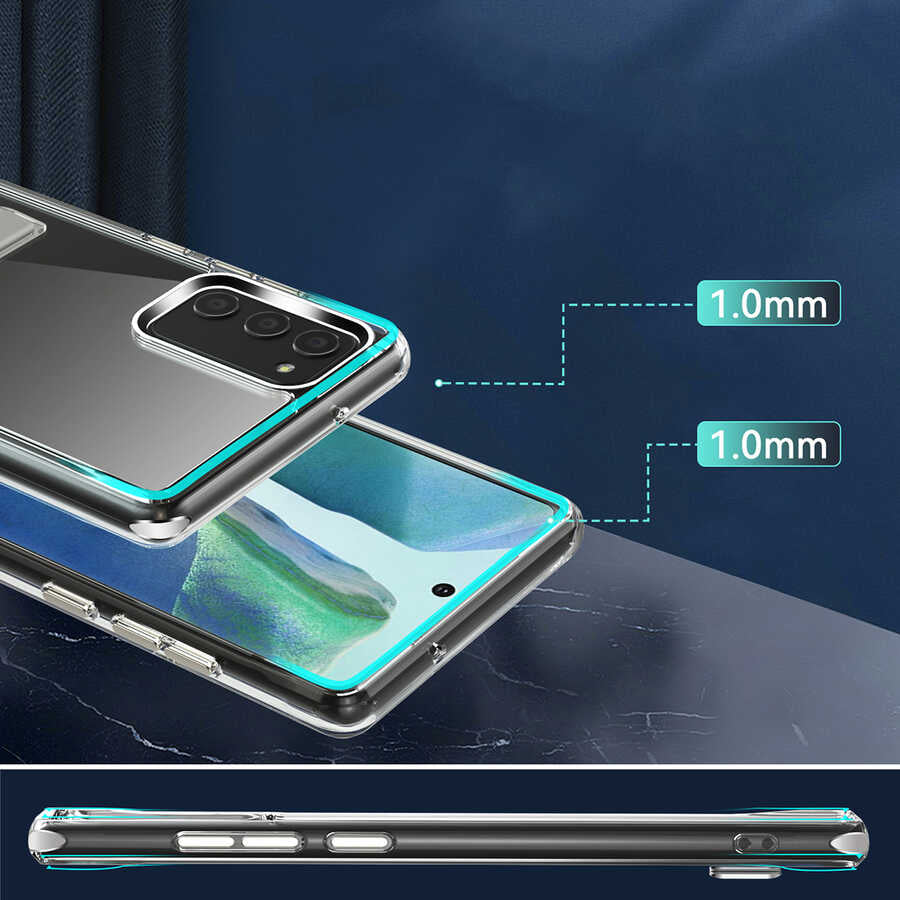 Galaxy S20 FE Kılıf Standlı Şeffaf Silikon Zore L-Stand Kapak Renksiz