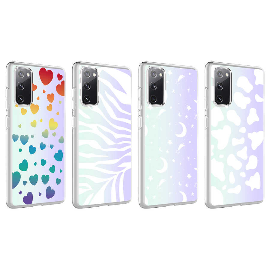 Galaxy S20 FE Kılıf Zore M-Blue Desenli Kapak Cow No2
