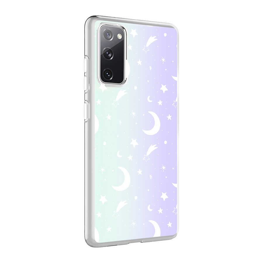 Galaxy S20 FE Kılıf Zore M-Blue Desenli Kapak Moon No4