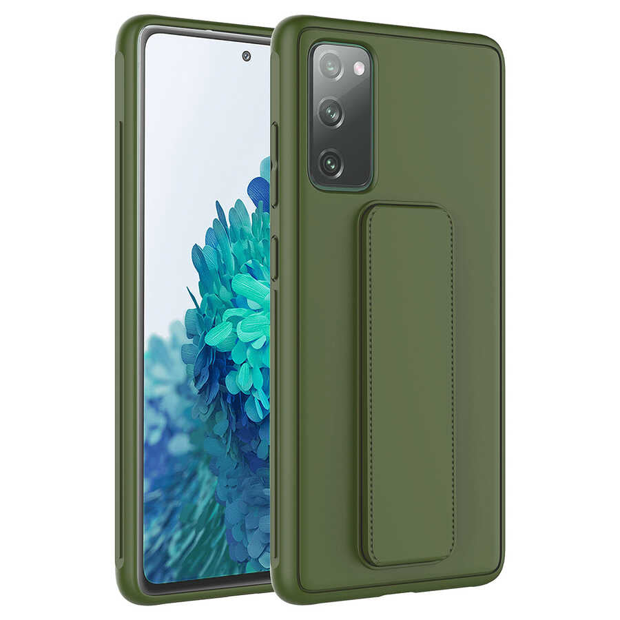 Galaxy S20 FE Kılıf Zore Qstand Kapak Siyah