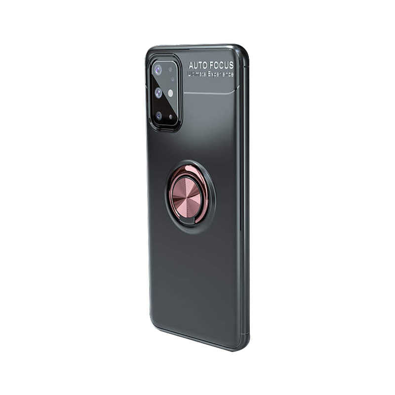 Galaxy S20 Plus Kılıf Zore Ravel Silikon Kapak Siyah-Rose Gold