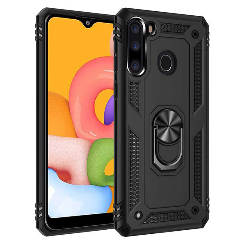 Galaxy A21 Kılıf Zore Vega Kapak Siyah