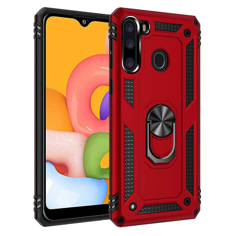 Galaxy A21 Kılıf Zore Vega Kapak Kırmızı