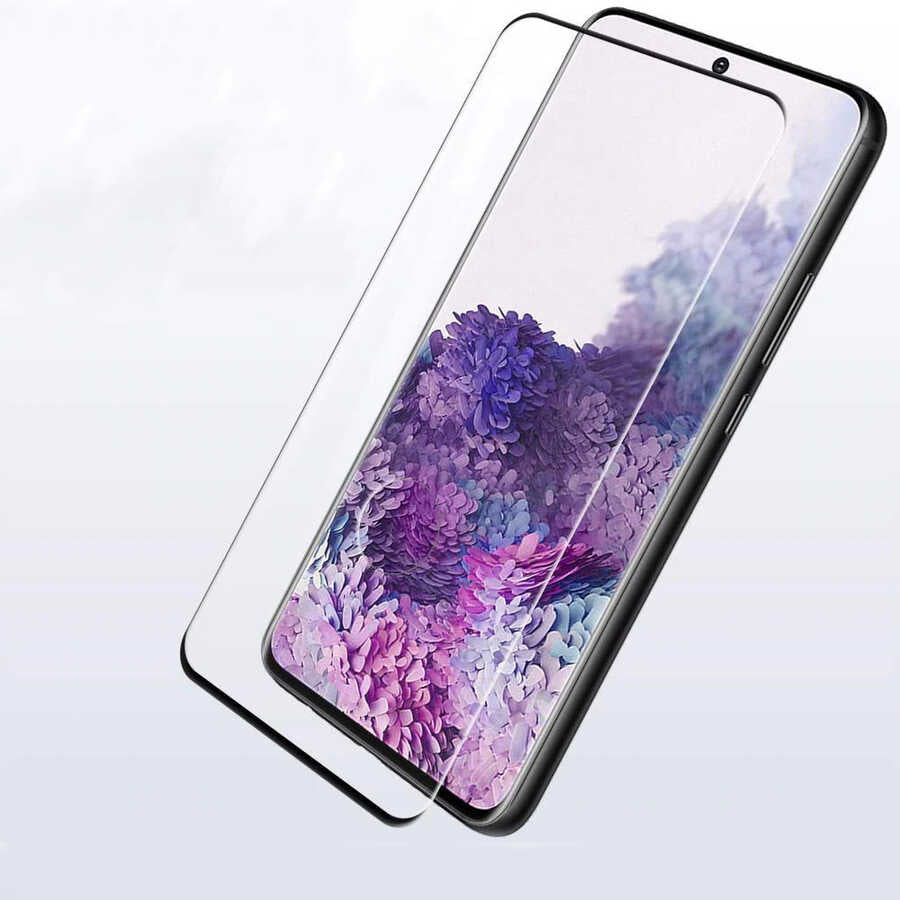 Galaxy S20 Plus Zore Kavisli Full Yapışkanlı Cam Ekran Koruyucu Siyah