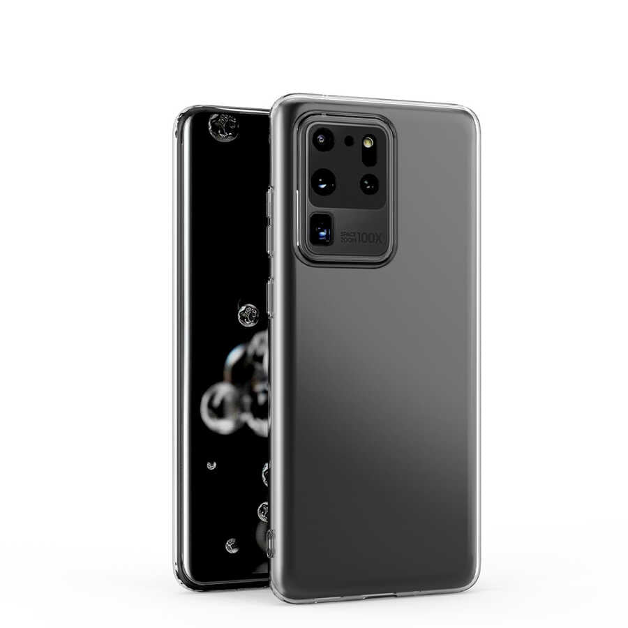 Galaxy S20 Ultra Kılıf Zore Kamera Korumalı Süper Silikon Kapak Renksiz