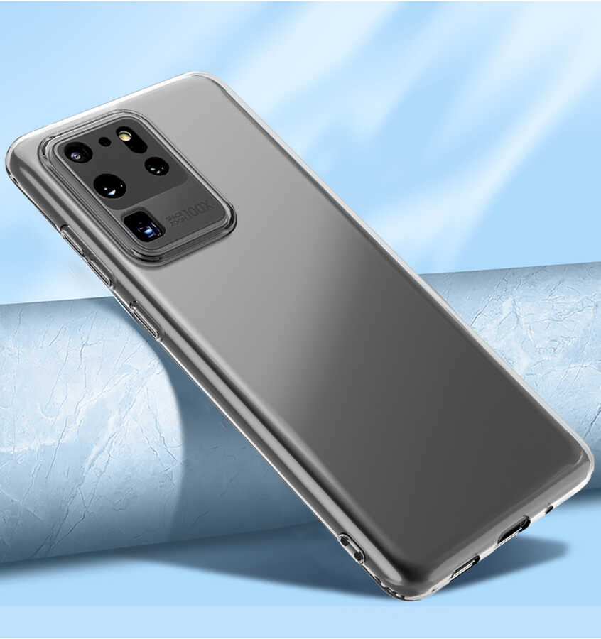 Galaxy S20 Ultra Kılıf Zore Kamera Korumalı Süper Silikon Kapak Renksiz