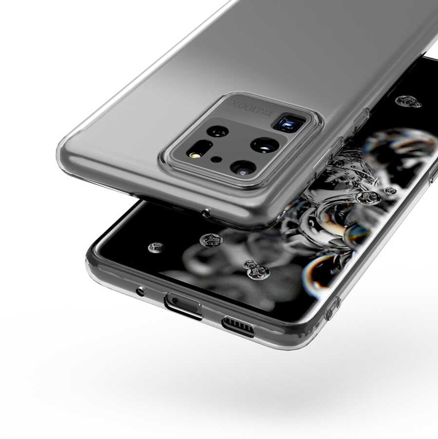 Galaxy S20 Ultra Kılıf Zore Kamera Korumalı Süper Silikon Kapak Renksiz