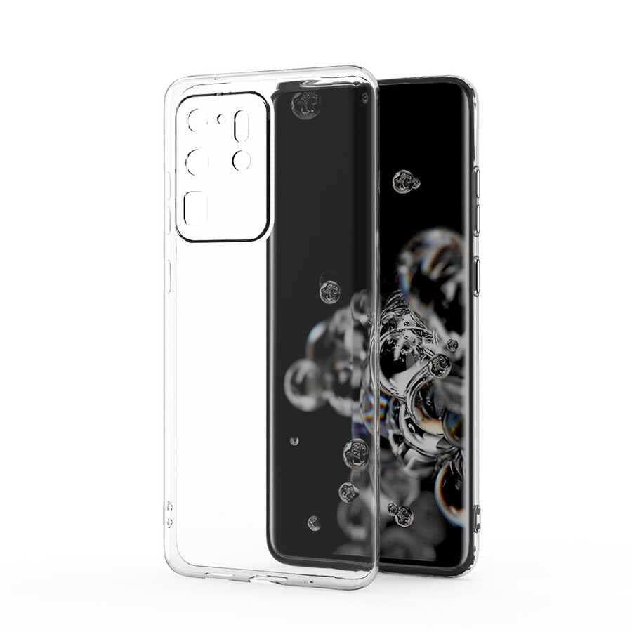 Galaxy S20 Ultra Kılıf Zore Kamera Korumalı Süper Silikon Kapak Renksiz