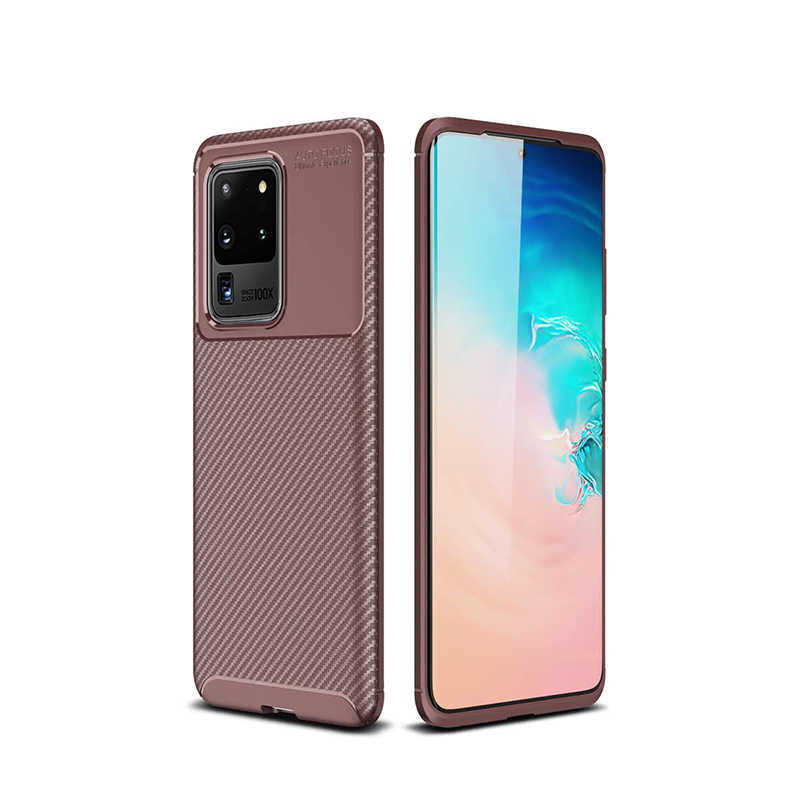 Galaxy S20 Ultra Kılıf Zore Negro Silikon Kapak Kahverengi