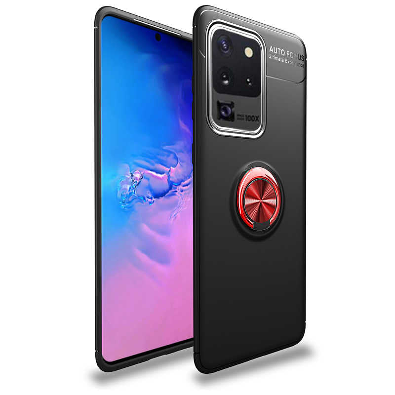 Galaxy S20 Ultra Kılıf Zore Ravel Silikon Kapak Siyah-Kırmızı
