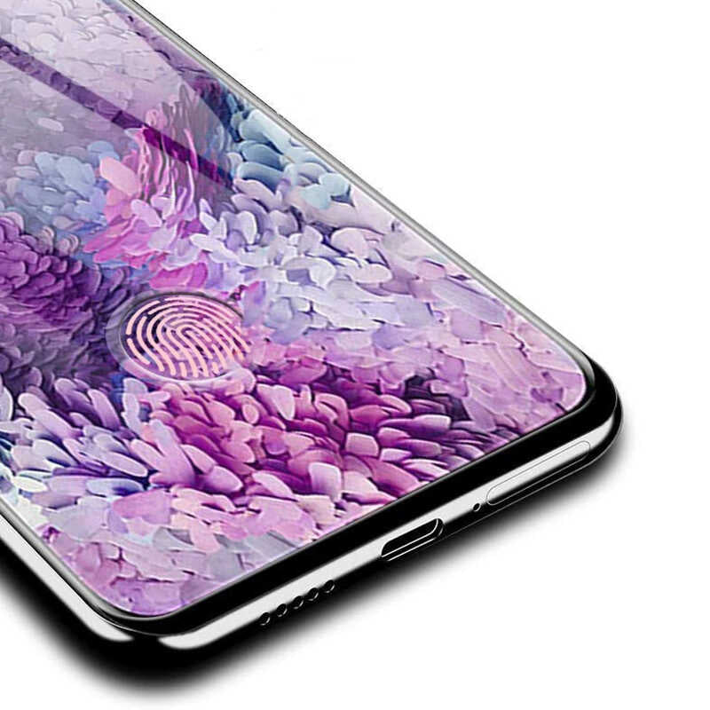 Galaxy S20 Ultra Zore Kavisli Full Yapışkanlı Cam Ekran Koruyucu Siyah