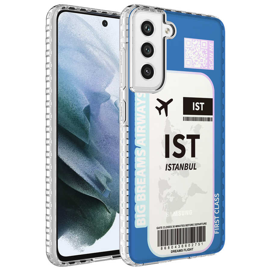 Galaxy S21 FE Kılıf Airbag Kenarlı Renkli Desenli Silikon Zore Elegans Kapak NO5