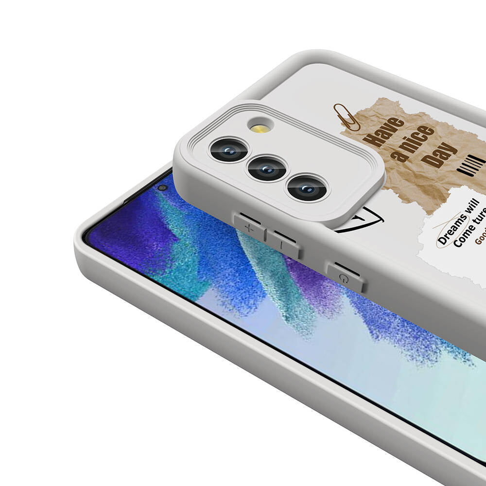 Galaxy S21 FE Kılıf Kamera Korumalı Baskılı Arka Yüzey Zore Klas Kapak Siyah