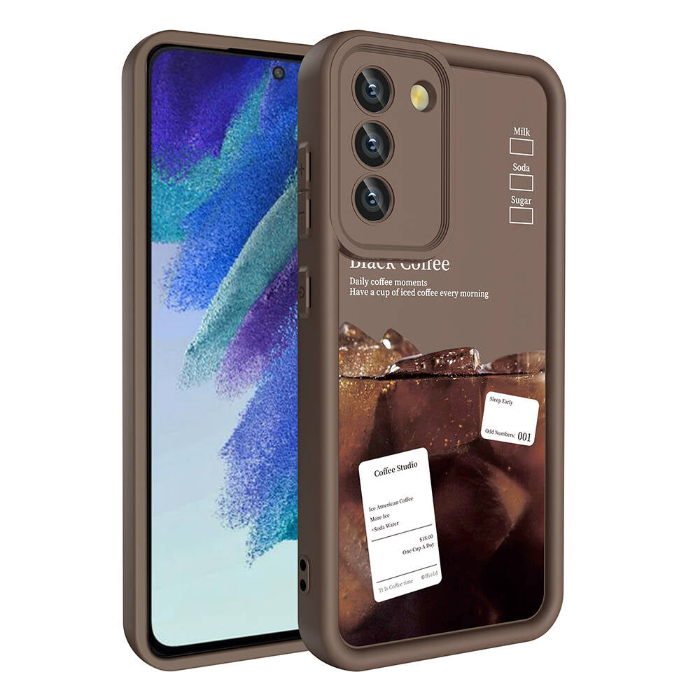Galaxy S21 FE Kılıf Kamera Korumalı Baskılı Arka Yüzey Zore Klas Kapak Koyu Kahve