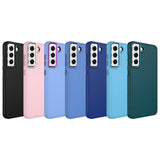 Galaxy S21 FE Kılıf Metal Çerçeve ve Buton Tasarımlı Silikon Zore Luna Kapak Sierra Mavi