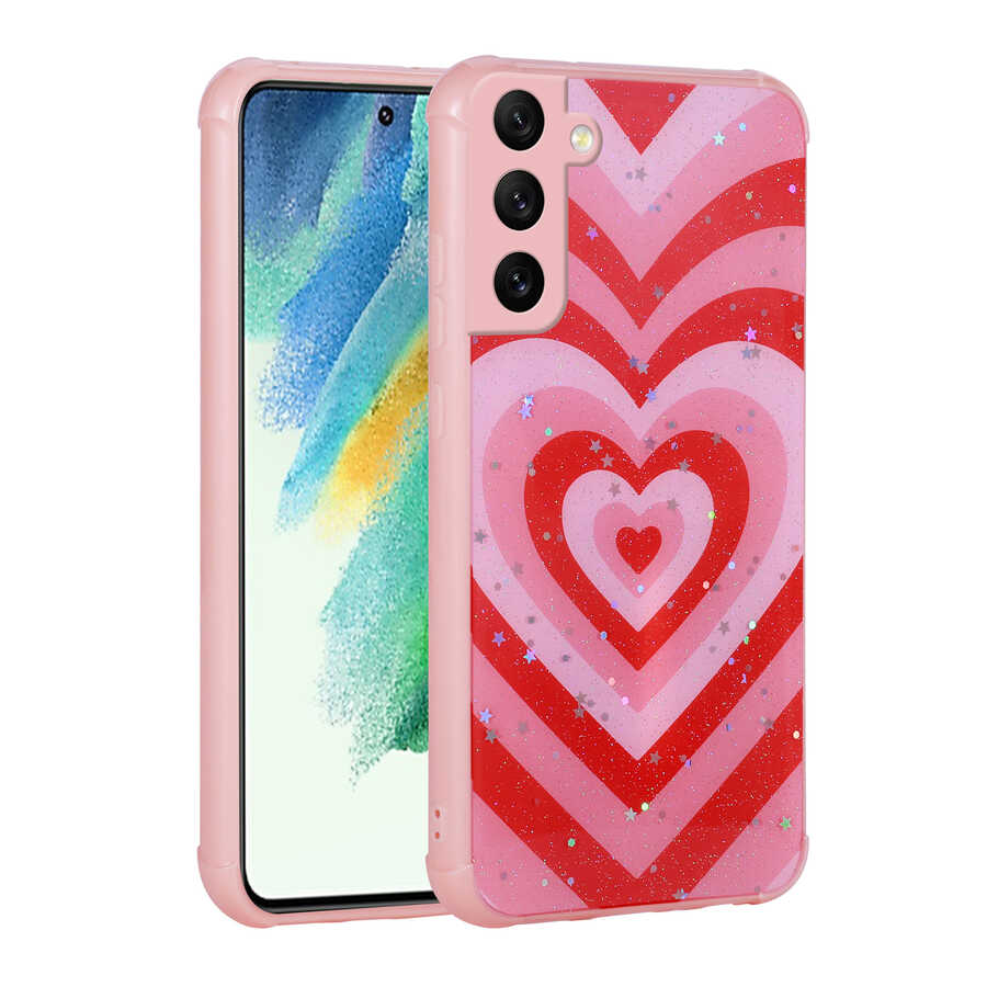 Galaxy S21 FE Kılıf Simli Desenli Kamera Korumalı Parlak Zore Popy Kapak Papatya