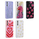 Galaxy S21 FE Kılıf Simli Desenli Kamera Korumalı Parlak Zore Popy Kapak Kalp