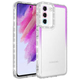Galaxy S21 FE Kılıf Simli ve Renk Geçiş Tasarımlı Lens Korumalı Zore Park Kapak Mor-Beyaz