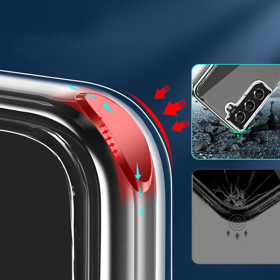 Galaxy S21 FE Kılıf Standlı Şeffaf Silikon Zore L-Stand Kapak Renksiz