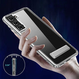 Galaxy S21 FE Kılıf Standlı Şeffaf Silikon Zore L-Stand Kapak Renksiz