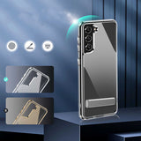Galaxy S21 FE Kılıf Standlı Şeffaf Silikon Zore L-Stand Kapak Renksiz