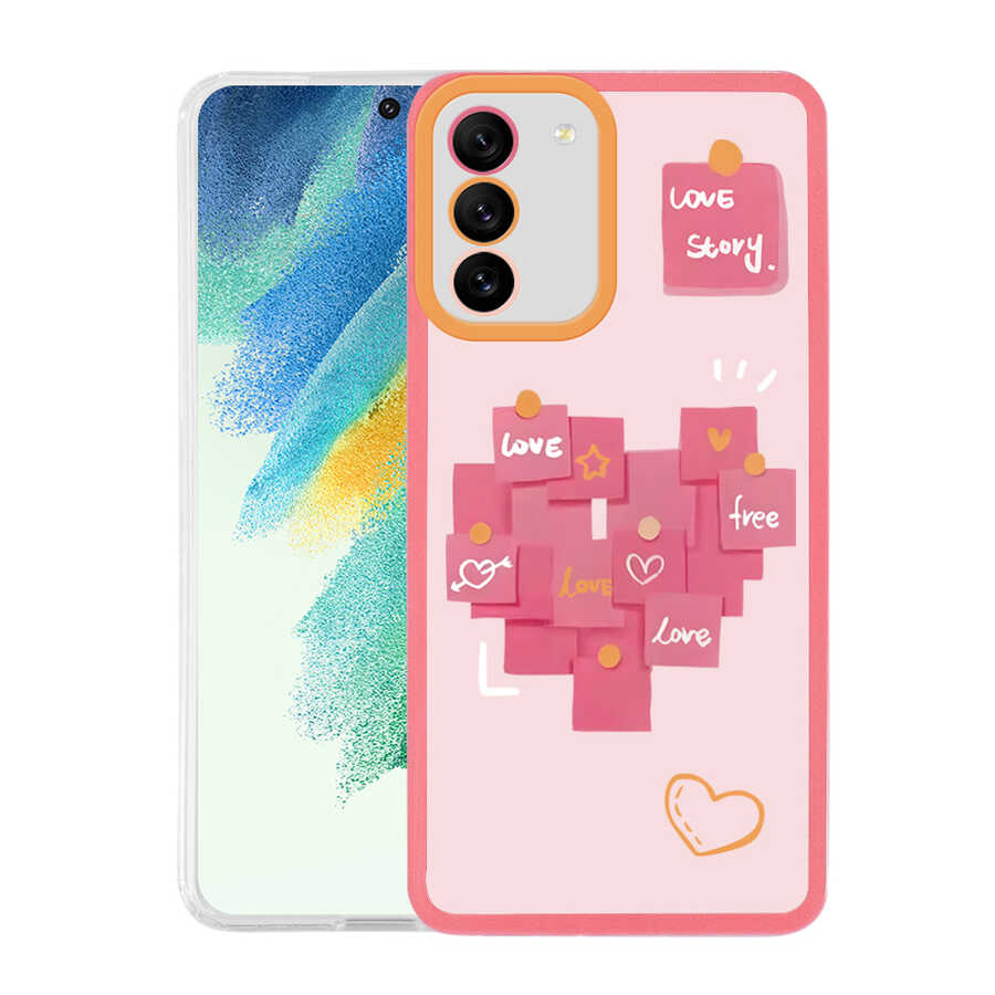 Galaxy S21 FE Kılıf Zore M-Fit Desenli Kapak Love Story No2