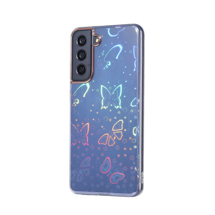 Galaxy S21 FE Kılıf Zore Sidney Desenli Sert Kapak Flower No3