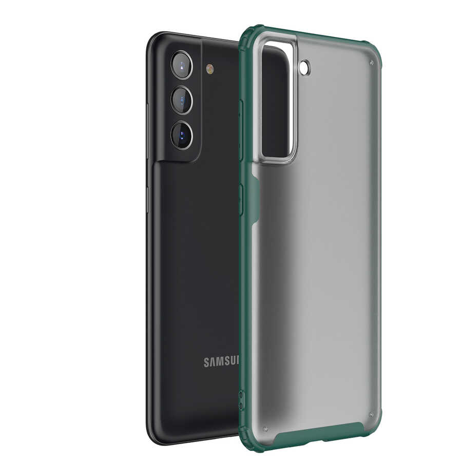 Galaxy S21 FE Kılıf Zore Volks Kapak Koyu Yeşil