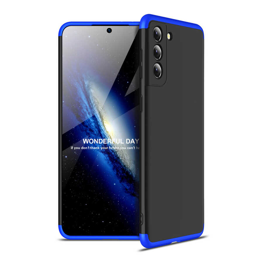Galaxy S21 Kılıf Zore Ays Kapak Siyah-Mavi