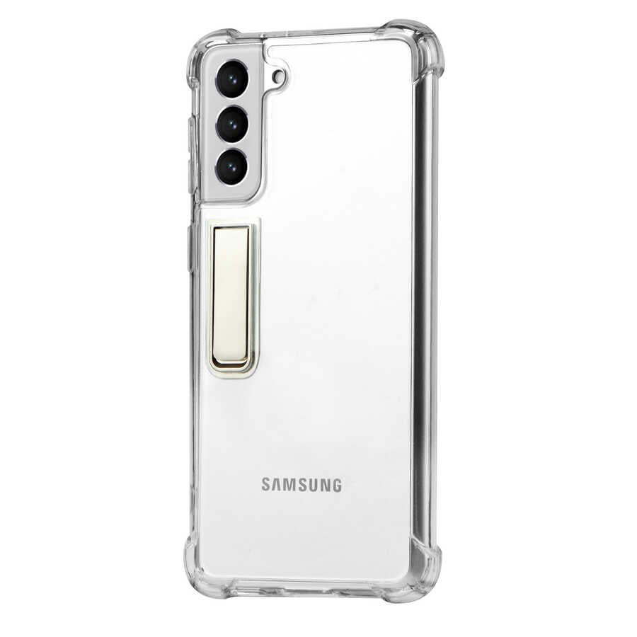 Galaxy S21 Kılıf Zore Standlı Süper Silikon Kapak Renksiz