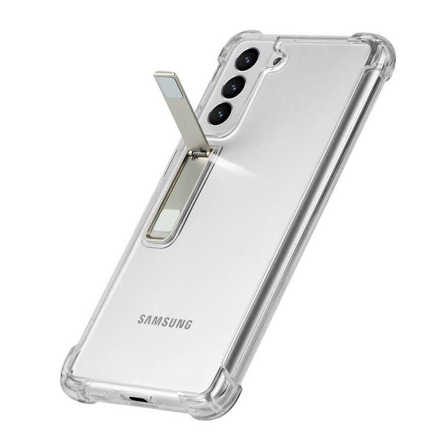 Galaxy S21 Kılıf Zore Standlı Süper Silikon Kapak Renksiz