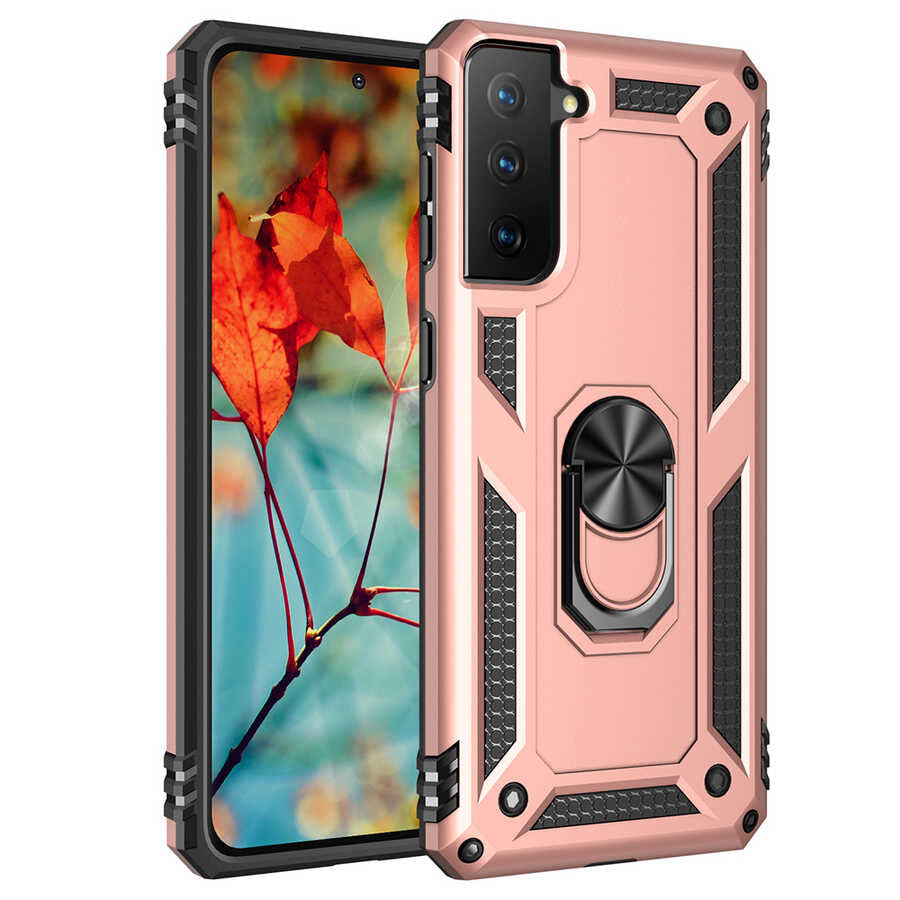 Galaxy S21 Kılıf Zore Vega Kapak Rose Gold