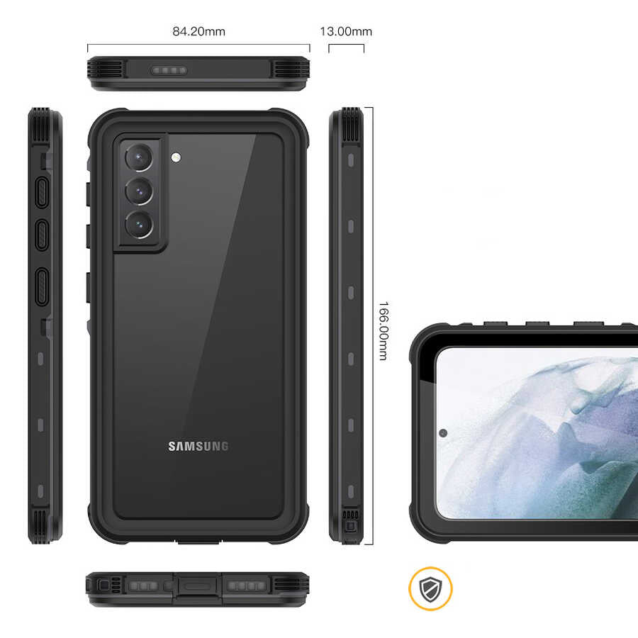 Galaxy S21 Plus Kılıf 1-1 Su Geçirmez Kılıf Siyah