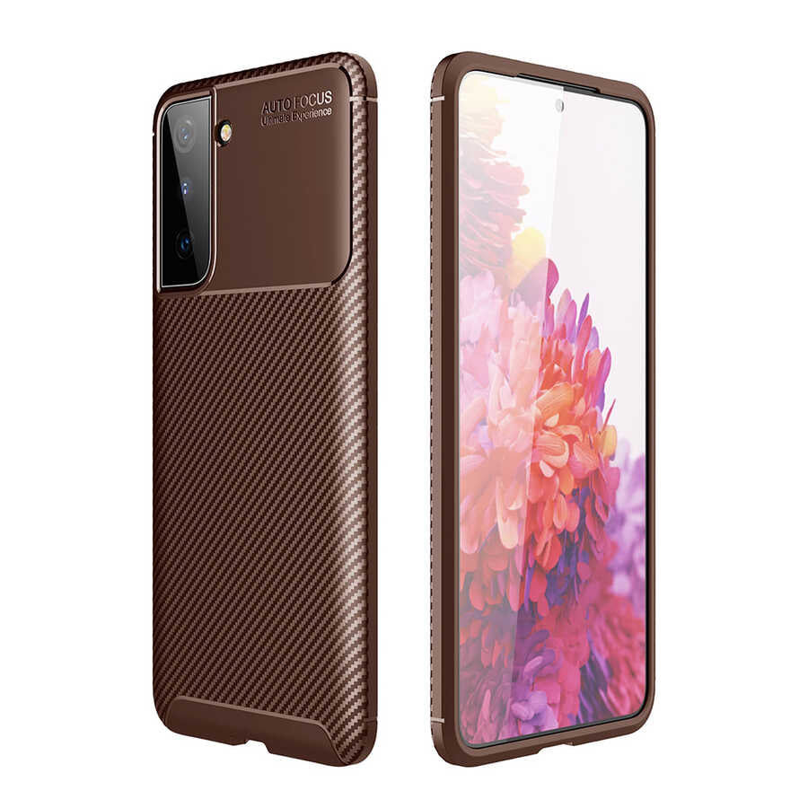 Galaxy S21 Plus Kılıf Zore Negro Silikon Kapak Kahverengi