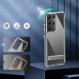 Galaxy S21 Ultra Kılıf Standlı Şeffaf Silikon Zore L-Stand Kapak Renksiz