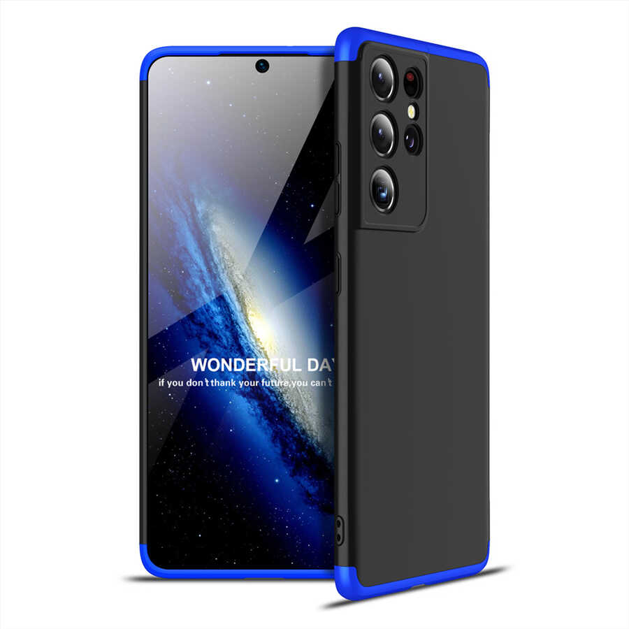 Galaxy S21 Ultra Kılıf Zore Ays Kapak Siyah-Mavi