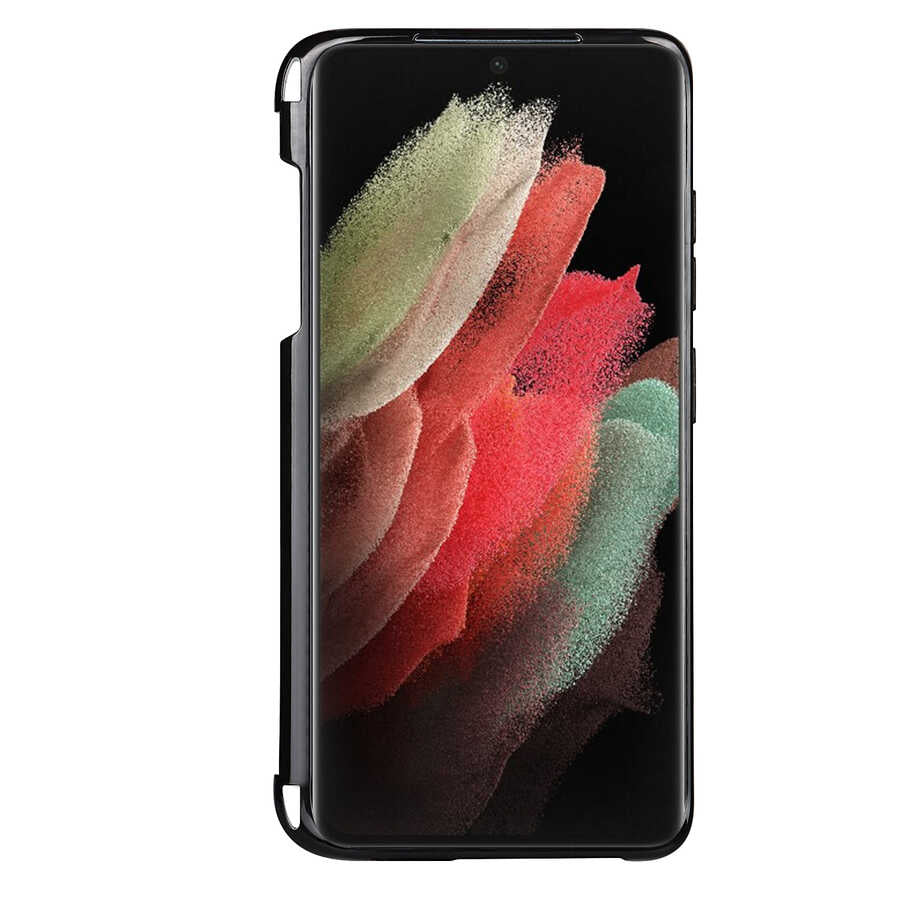 Galaxy S21 Ultra Kılıf Zore Kalem Bölmeli Standlı Süper Silikon Kapak Siyah