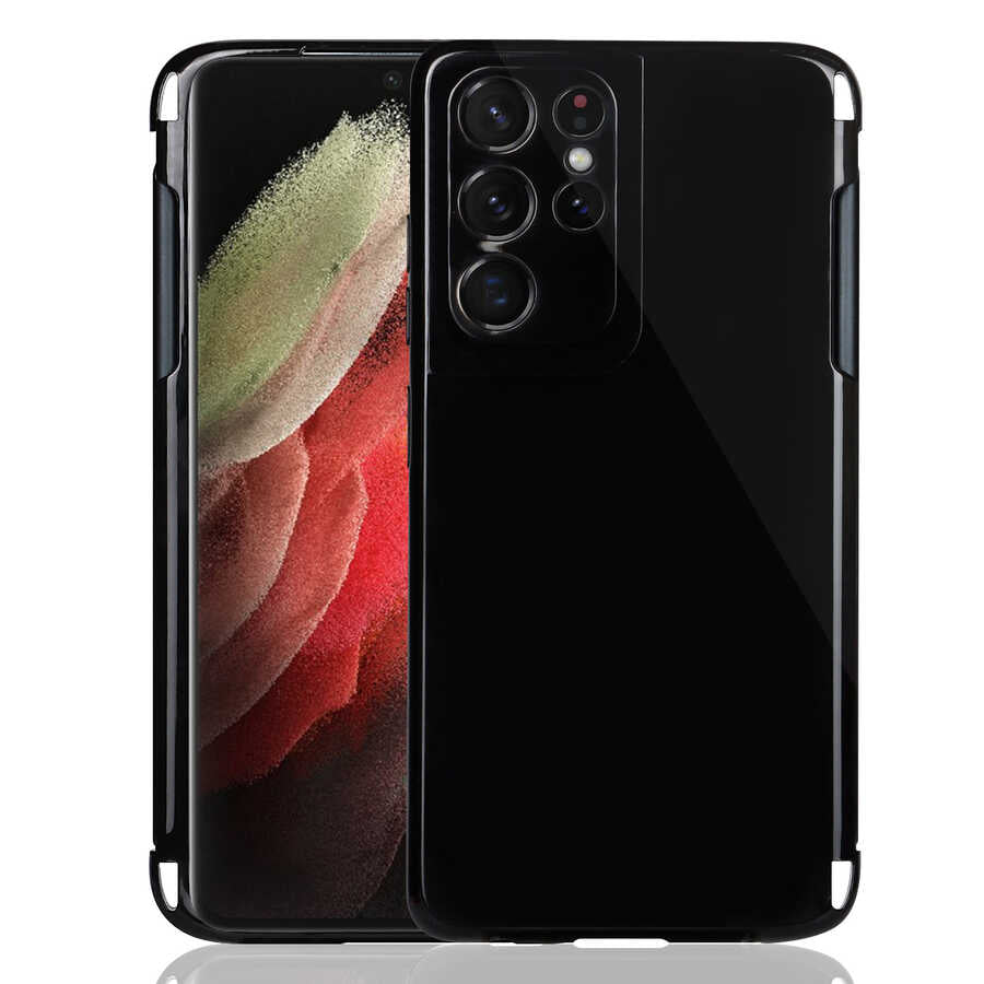 Galaxy S21 Ultra Kılıf Zore Kalem Bölmeli Süper Silikon Kapak Siyah