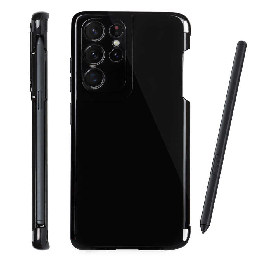 Galaxy S21 Ultra Kılıf Zore Kalem Bölmeli Süper Silikon Kapak Renksiz