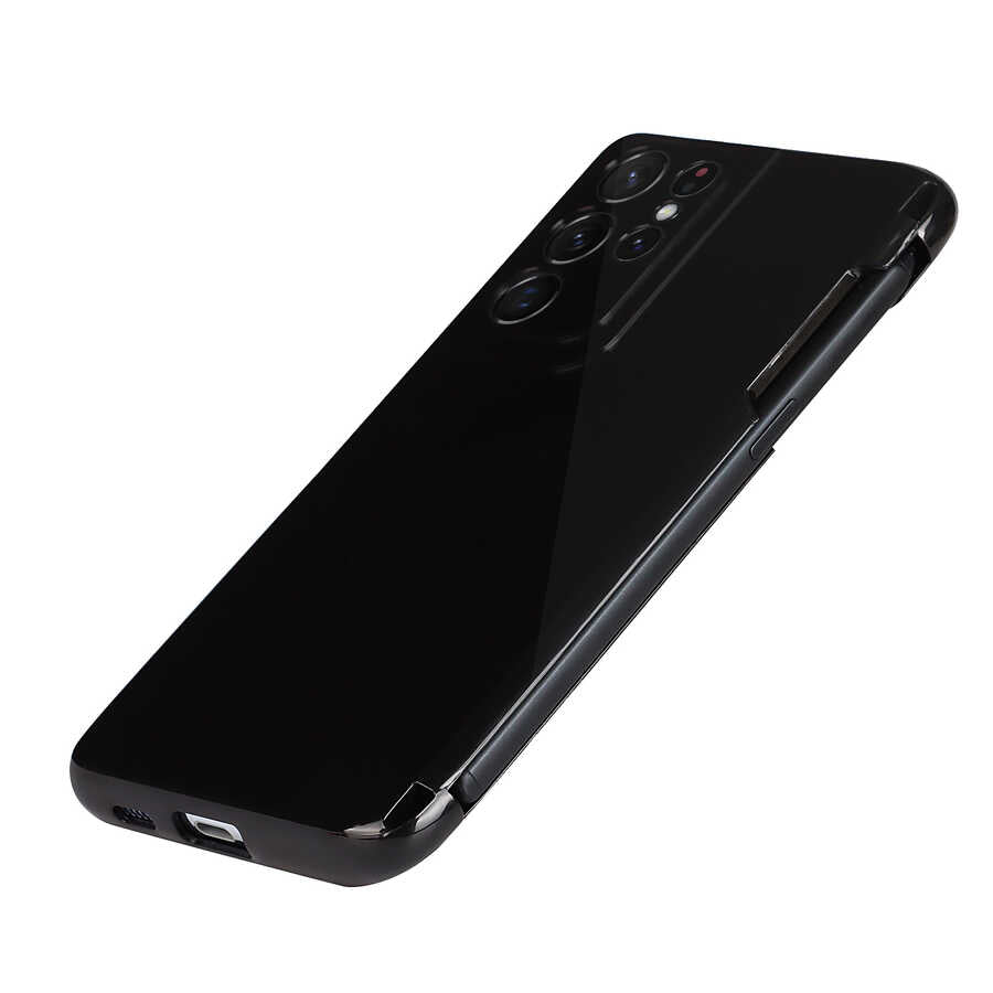 Galaxy S21 Ultra Kılıf Zore Kalem Bölmeli Süper Silikon Kapak Siyah