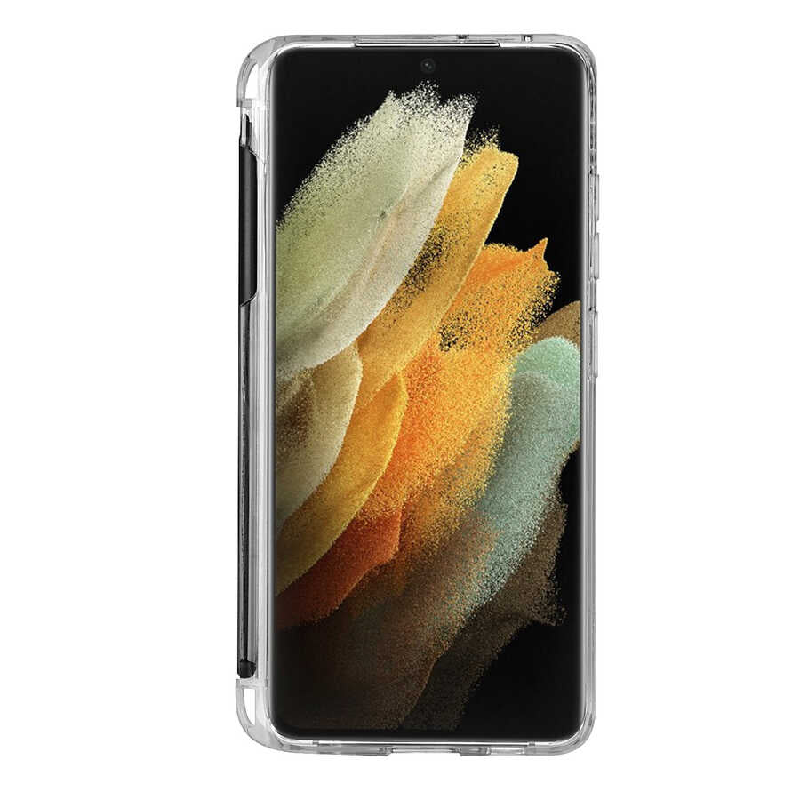 Galaxy S21 Ultra Kılıf Zore Kalem Bölmeli Süper Silikon Kapak Siyah