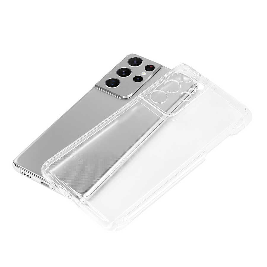 Galaxy S21 Ultra Kılıf Zore Kalem Bölmeli Süper Silikon Kapak Siyah