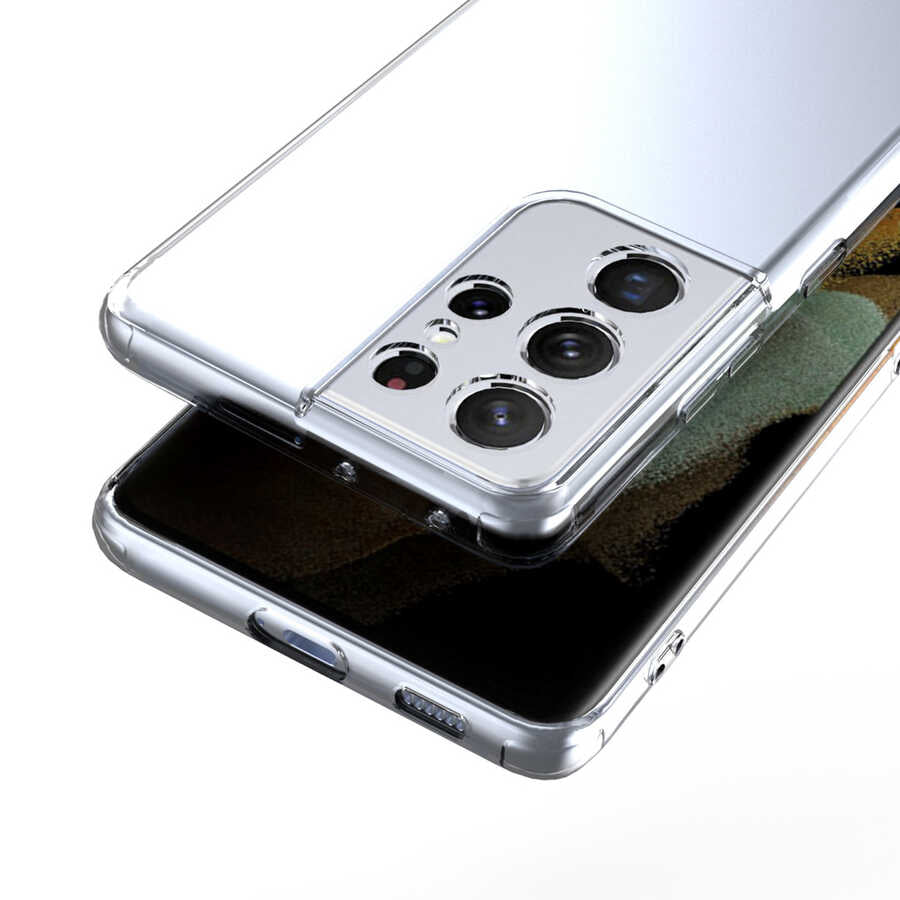 Galaxy S21 Ultra Kılıf Zore Kamera Korumalı Süper Silikon Kapak Renksiz