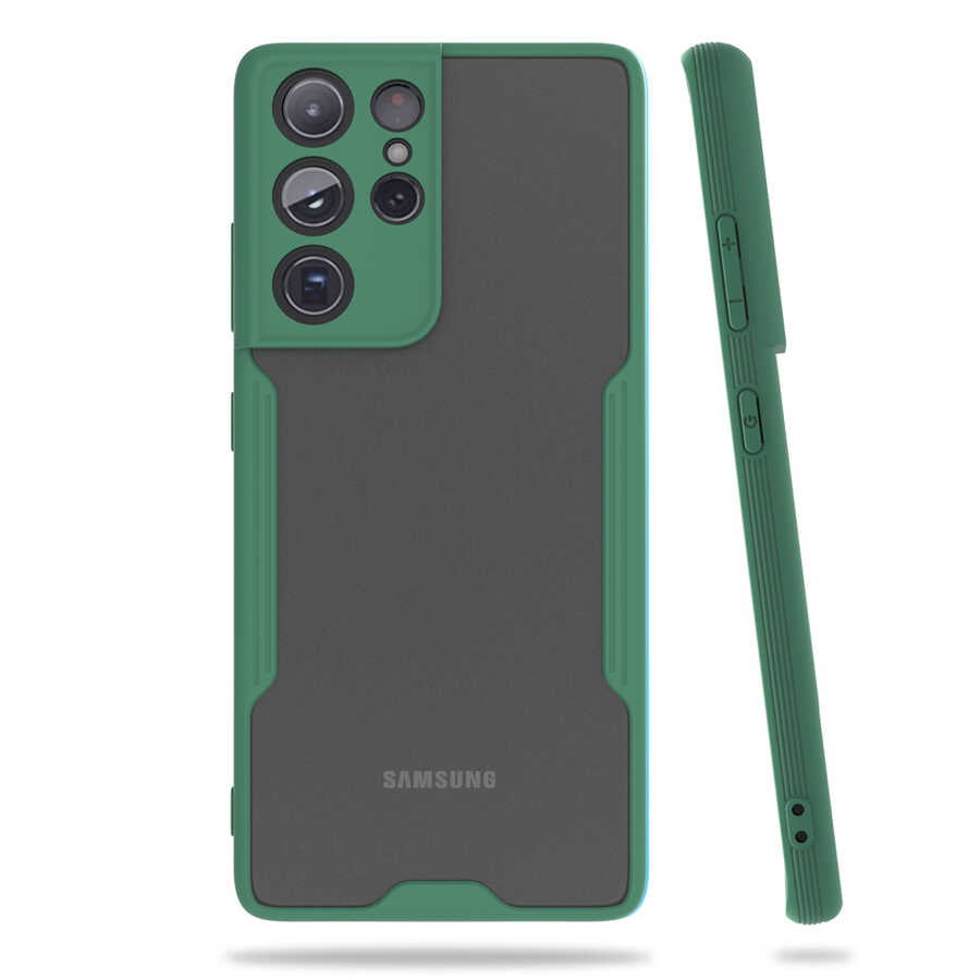 Galaxy S21 Ultra Kılıf Zore Parfe Kapak Koyu Yeşil