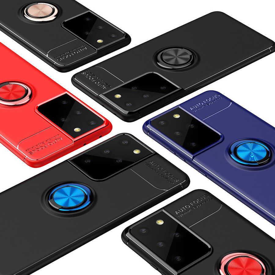 Galaxy S21 Ultra Kılıf Zore Ravel Silikon Kapak Siyah-Kırmızı