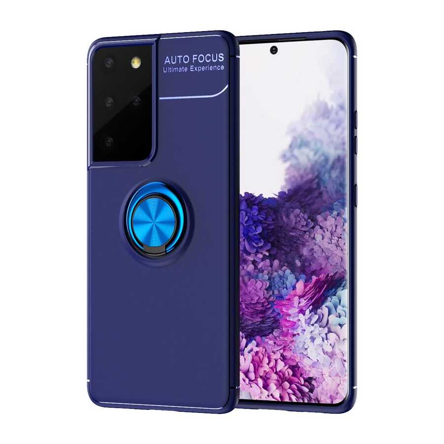 Galaxy S21 Ultra Kılıf Zore Ravel Silikon Kapak Mavi