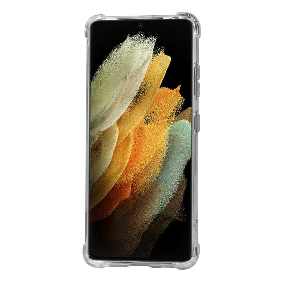 Galaxy S21 Ultra Kılıf Zore Standlı Süper Silikon Kapak Renksiz